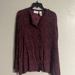 Liz Claiborne women’s size 2X long sleeve button up blouse top shirt.
